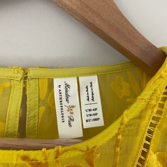 Anthropologie Meadow Rue Yolanda Velvet Burnout Peasant Top Size 0 Petite - Picture 3 of 5